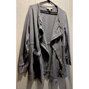 Michael Kors Women Size L Light Gray Long Sleeves Open Sweater Cardigan Pockets